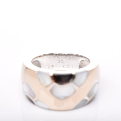 Van Cleef & Arpels 18K White Gold Mother of Pearl Marqueterie Ring 53 6.25 3 of 6