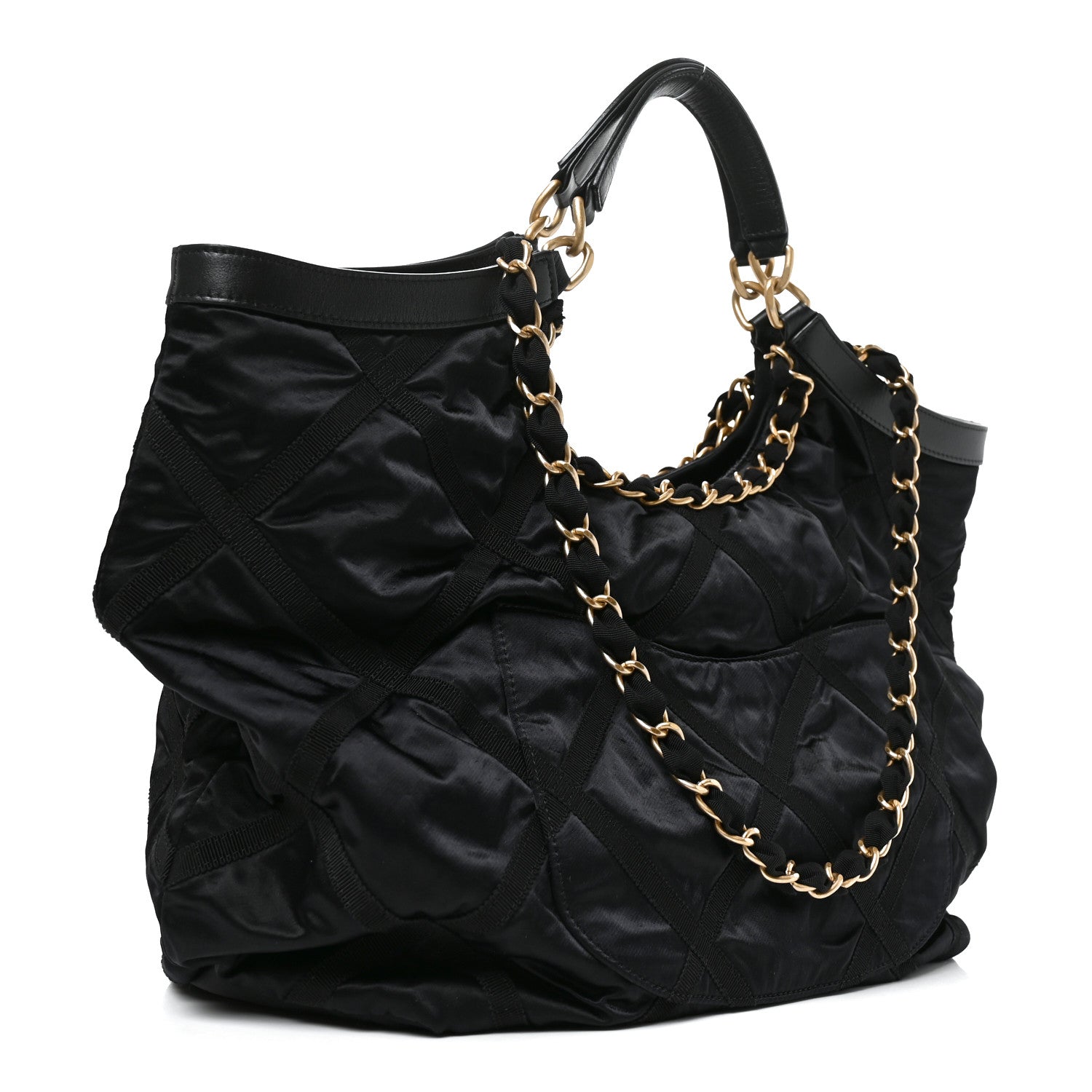 Chanel Nylon Grosgrain Quilted Lifestyle Shopping Tote Black 3 of 10