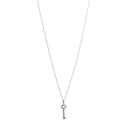 Tiffany 18K Rose Gold Diamond Mini Vintage Oval Key Pendant Necklace 1 of 8