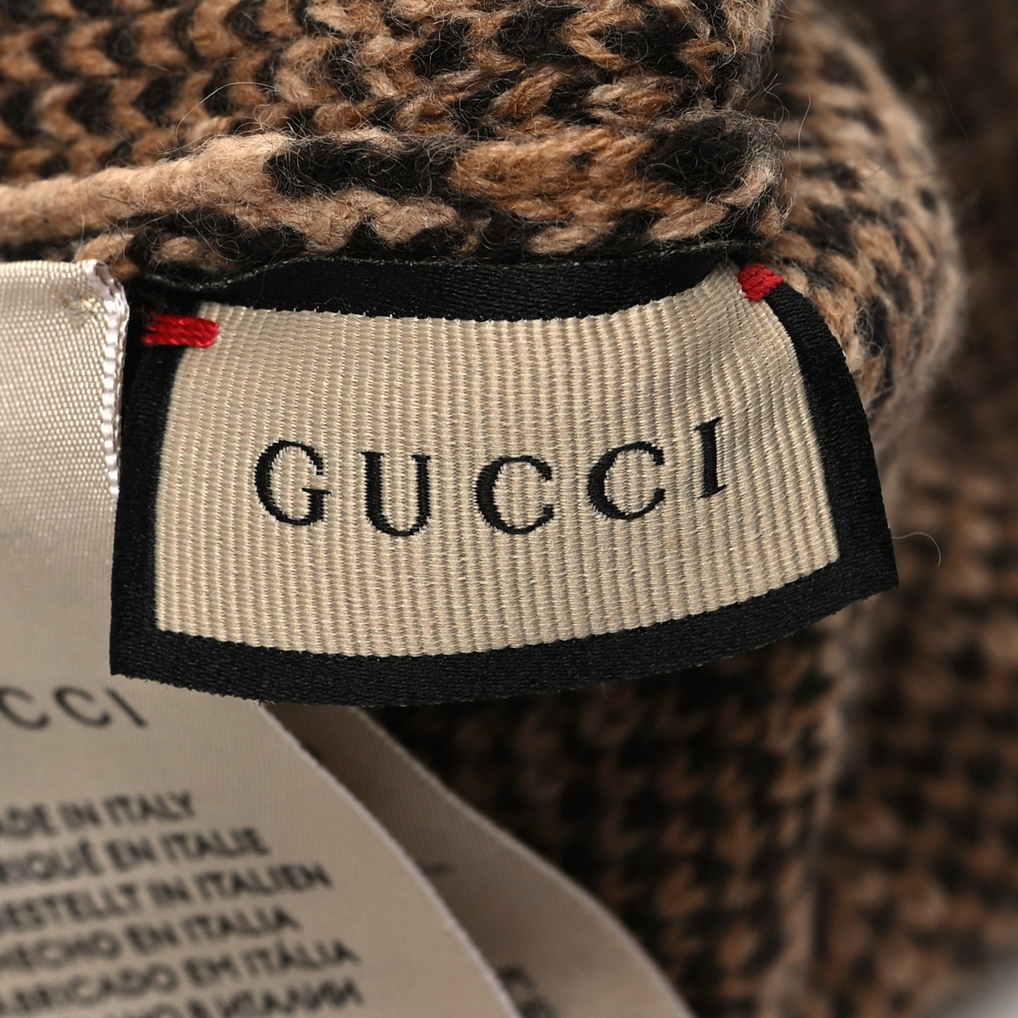 Wool Cashmere Horsebit Cross Beanie Hat M Beige