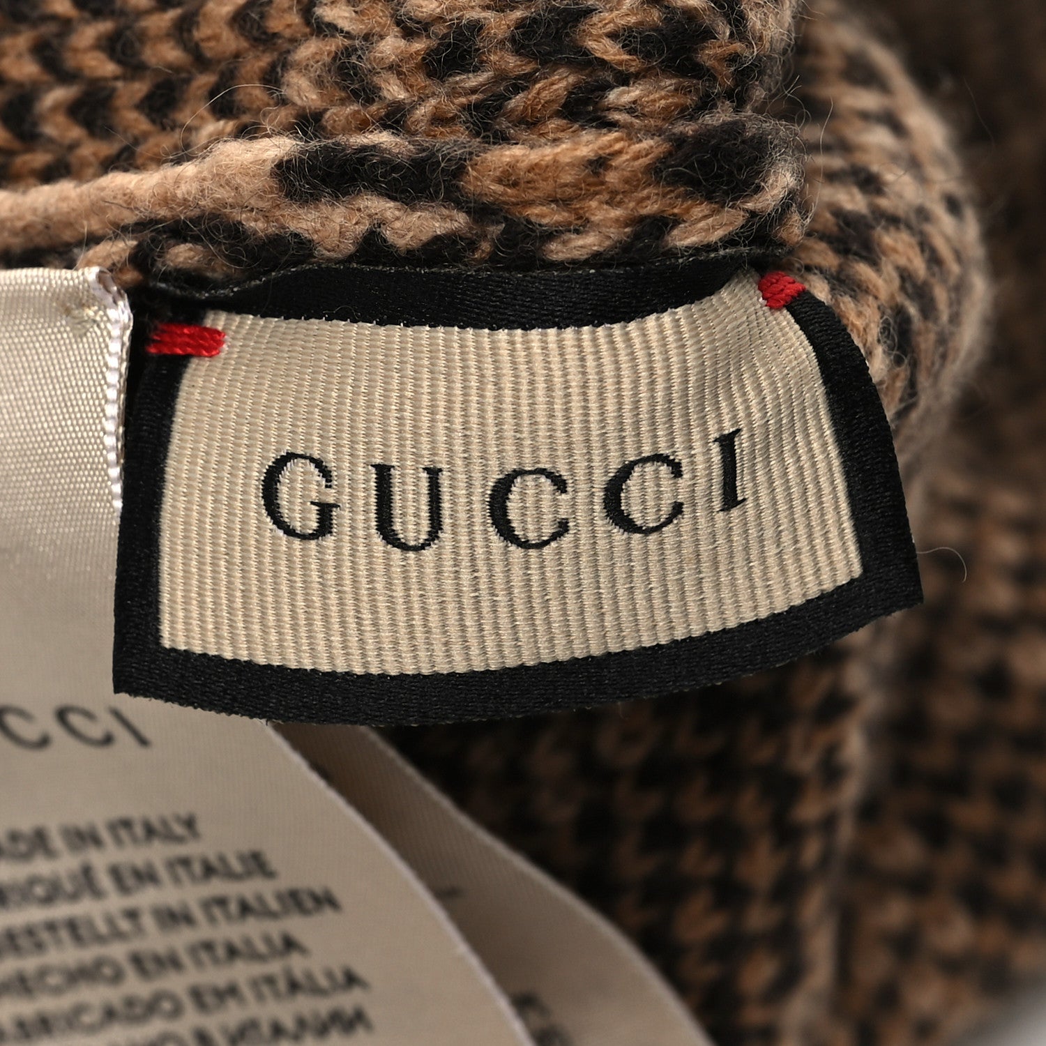 Gucci Wool Cashmere Horsebit Cross Beanie Hat M Beige 5 of 6
