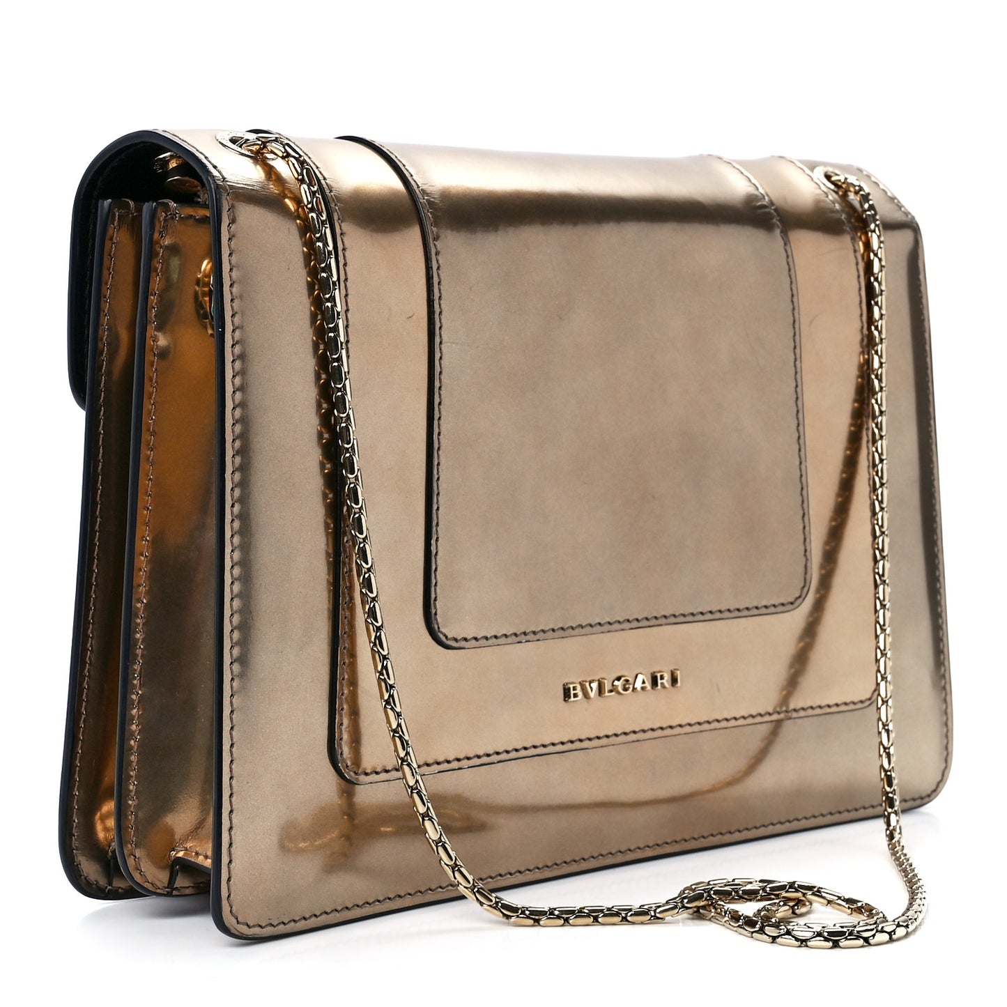 Metallic Calfskin Serpenti Forever Crossbody Bag Bronze