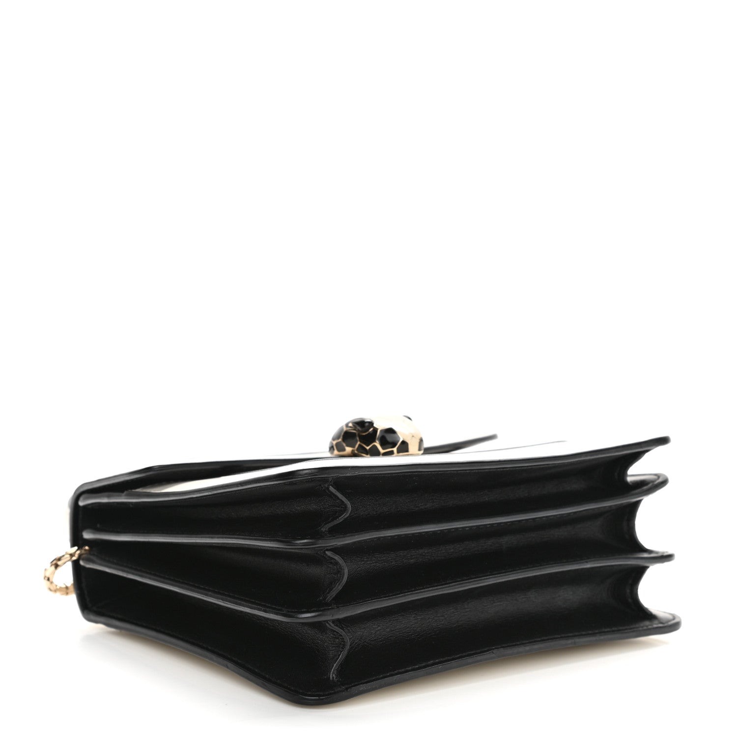 Bulgari Calfskin Serpenti Forever Top Handle White Black 4 of 14