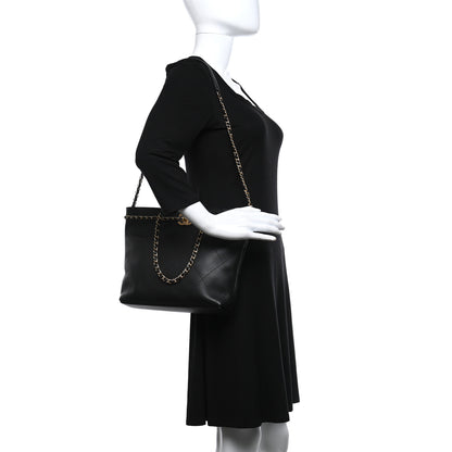 Chanel Calfskin Stitched Small Shopping Tote Black 2 of 9