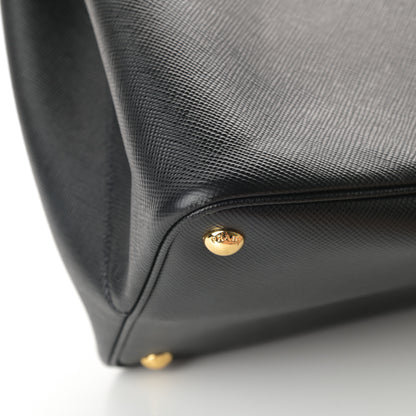 Prada Saffiano Cuir Large Double Bag Black Fuoco 12 of 12