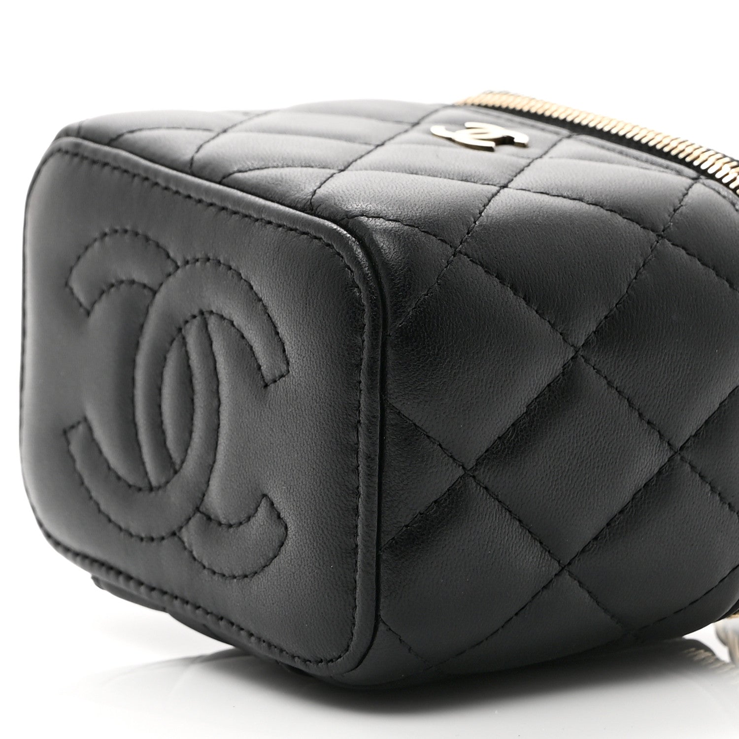 Chanel Lambskin Quilted Mini Vanity Case With Chain Black 10 of 10