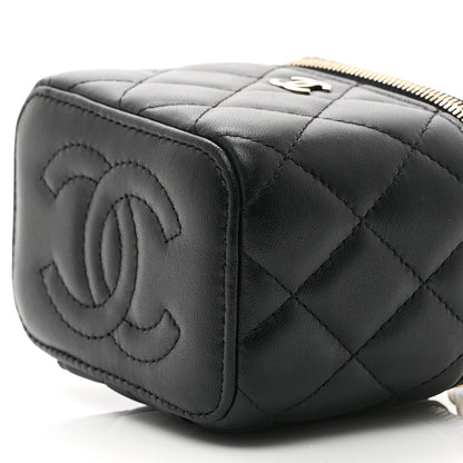 Chanel Lambskin Quilted Mini Vanity Case With Chain Black 10 of 10