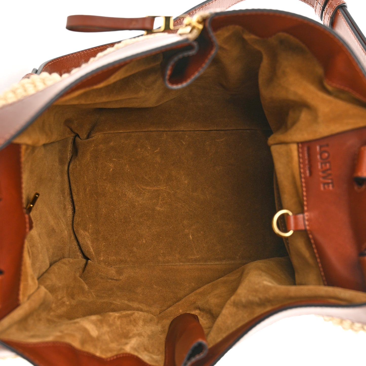 Calfskin Crochet Small Hammock Shoulder Bag Tan Natural