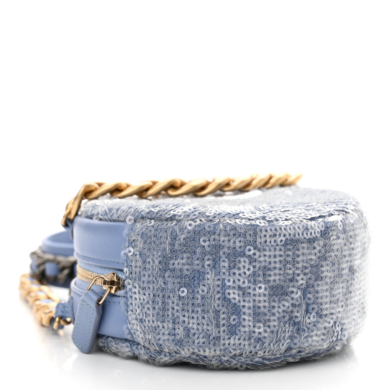 Chanel Sequin Chanel 19 Round Clutch With Chain Light Blue 4 of 10