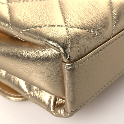 Chanel Metallic Lambskin Quilted Mini CC Crystal Logo Chain Flap Gold 11 of 13