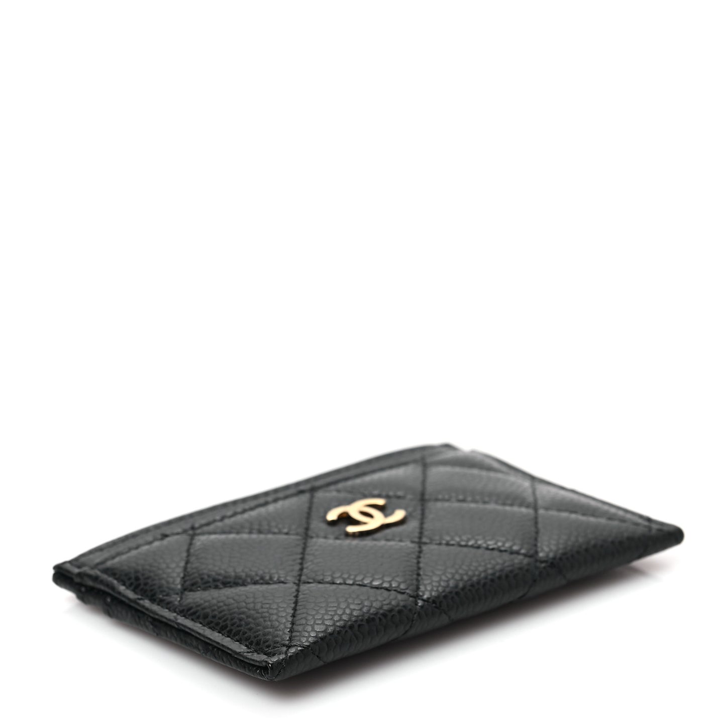 Caviar Quilted Card Holder Black