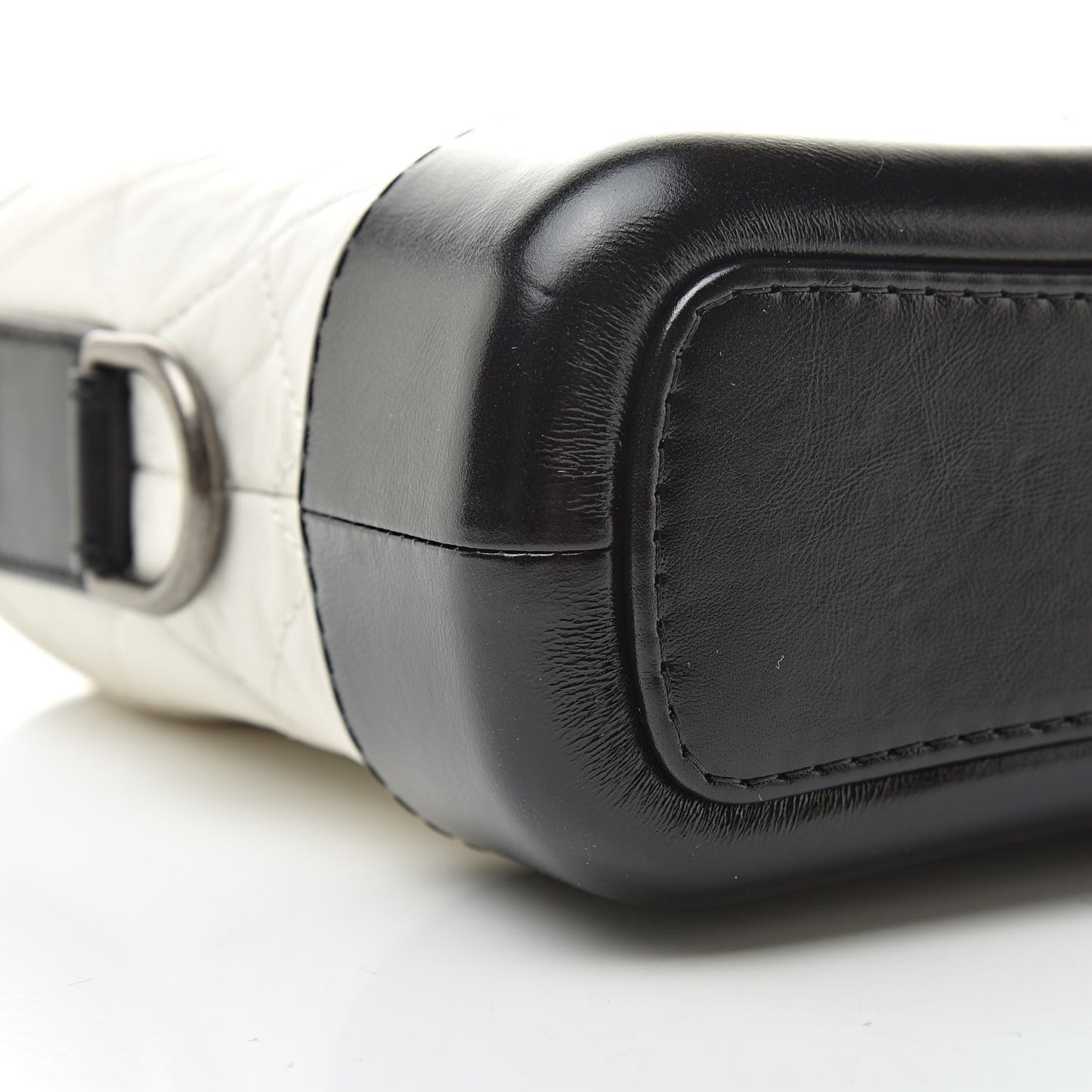 Aged Calfskin Quilted Small Gabrielle Hobo Black White