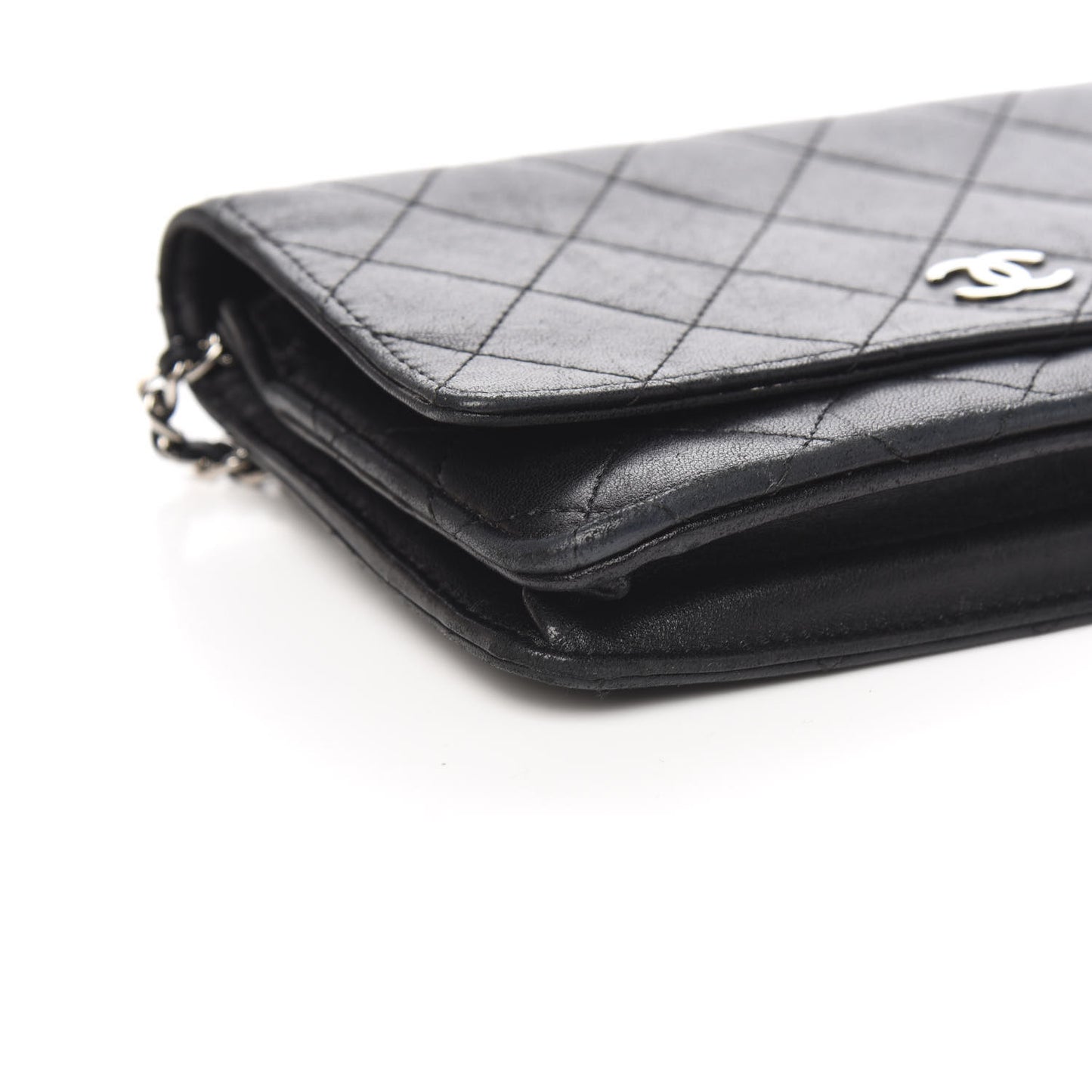 Lambskin Quilted Wallet On Chain WOC Black