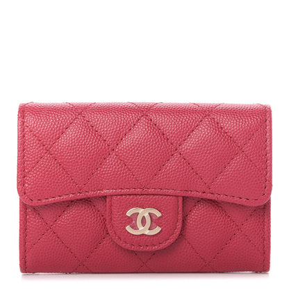 Chanel Caviar Quilted Flap Card Holder Wallet Dark Pink 1 of 11