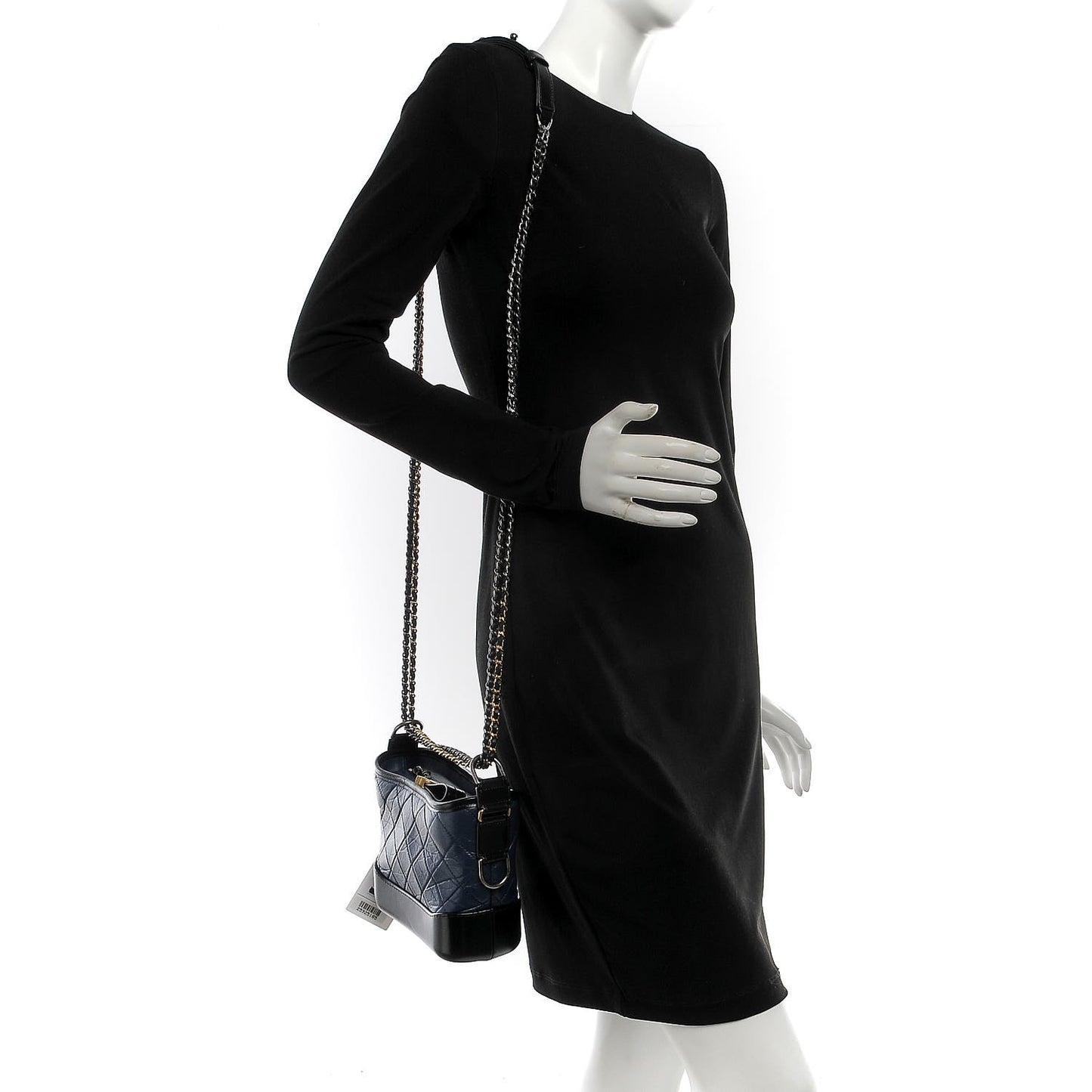 Aged Calfskin Quilted Small Gabrielle Hobo Navy Black