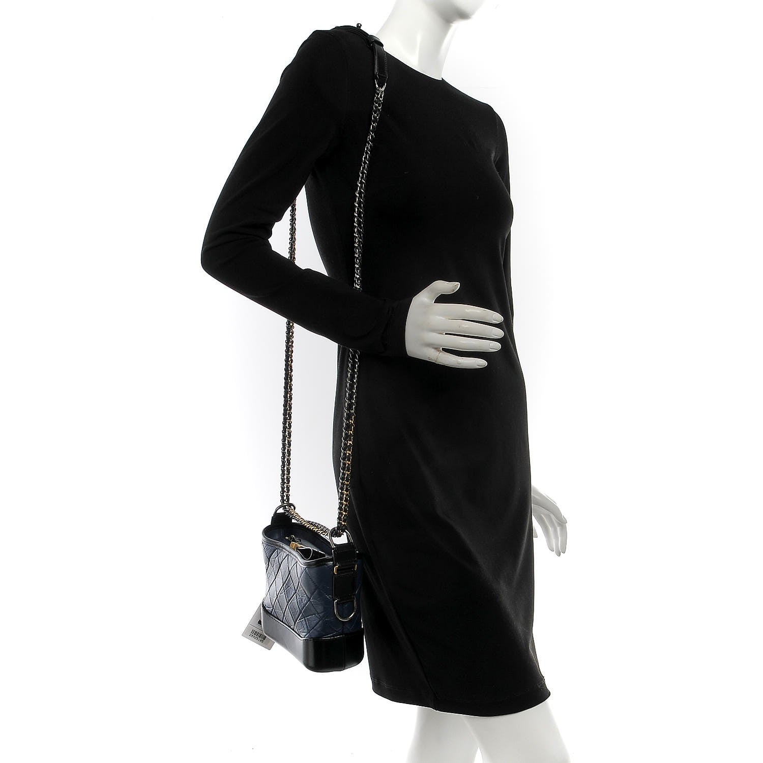 Chanel Aged Calfskin Quilted Small Gabrielle Hobo Navy Black 2 of 8