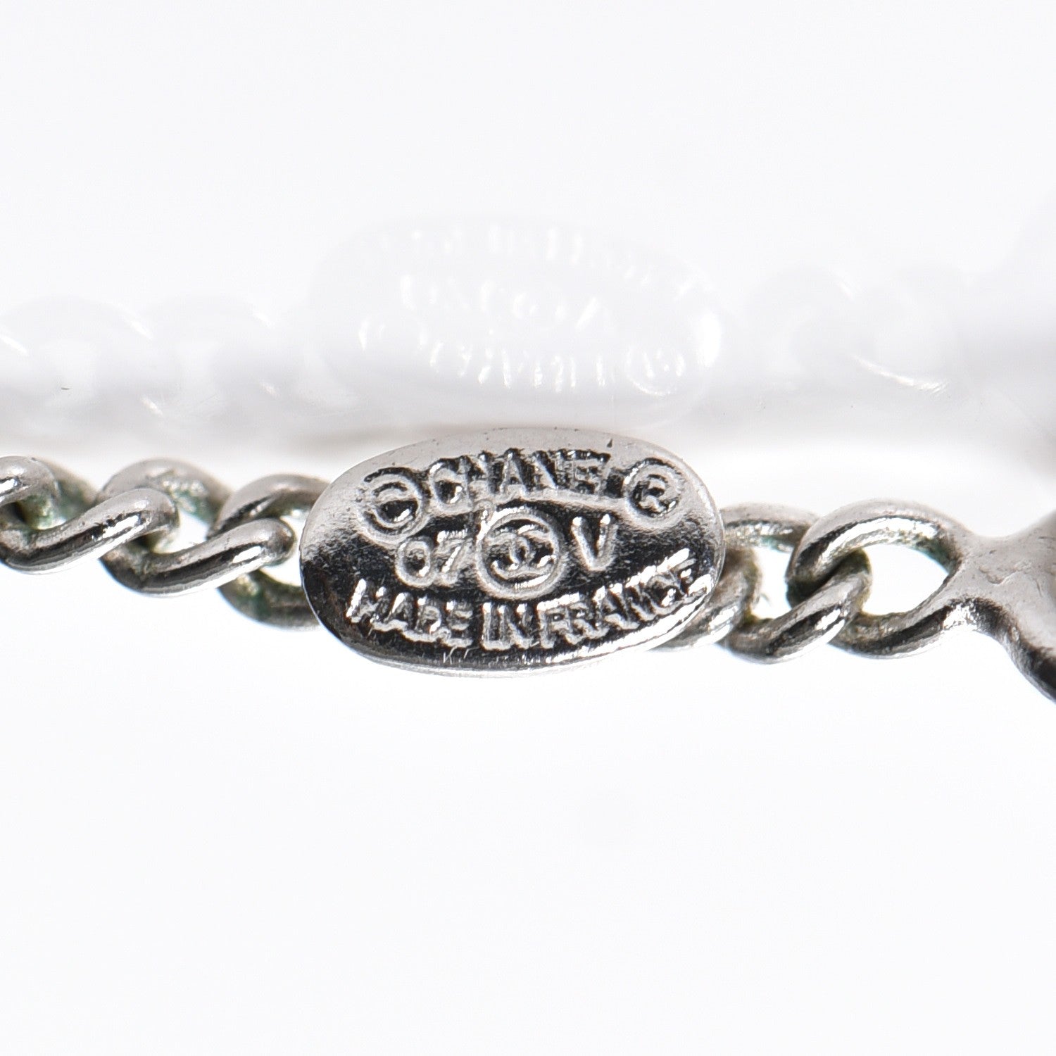 Chanel Enamel CC Necklace Silver White 6 of 6