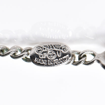Chanel Enamel CC Necklace Silver White 6 of 6
