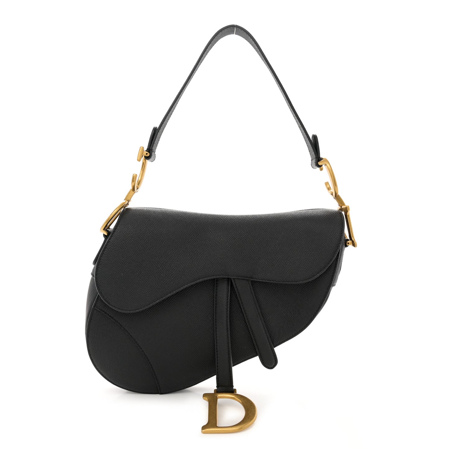 Grained Calfskin Saddle Bag Black