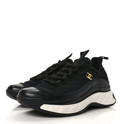 Chanel Velvet Calfskin Mixed Fibers CC Sneakers 36 Black 3 of 9