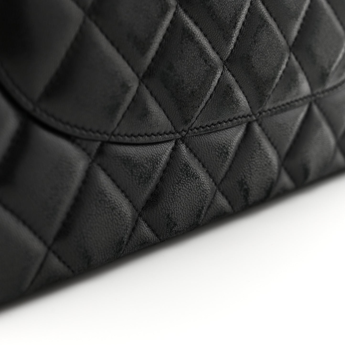 Lambskin Quilted Jumbo Double Flap Black
