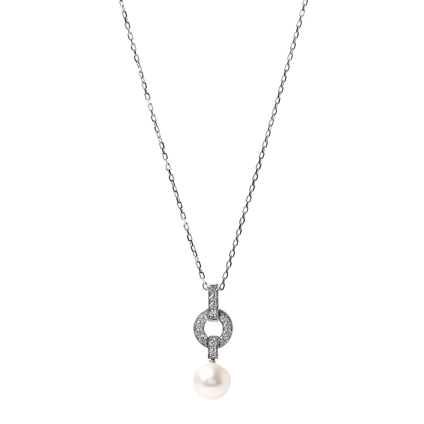 18K White Gold Diamond Pearl Himalia Pendant Necklace