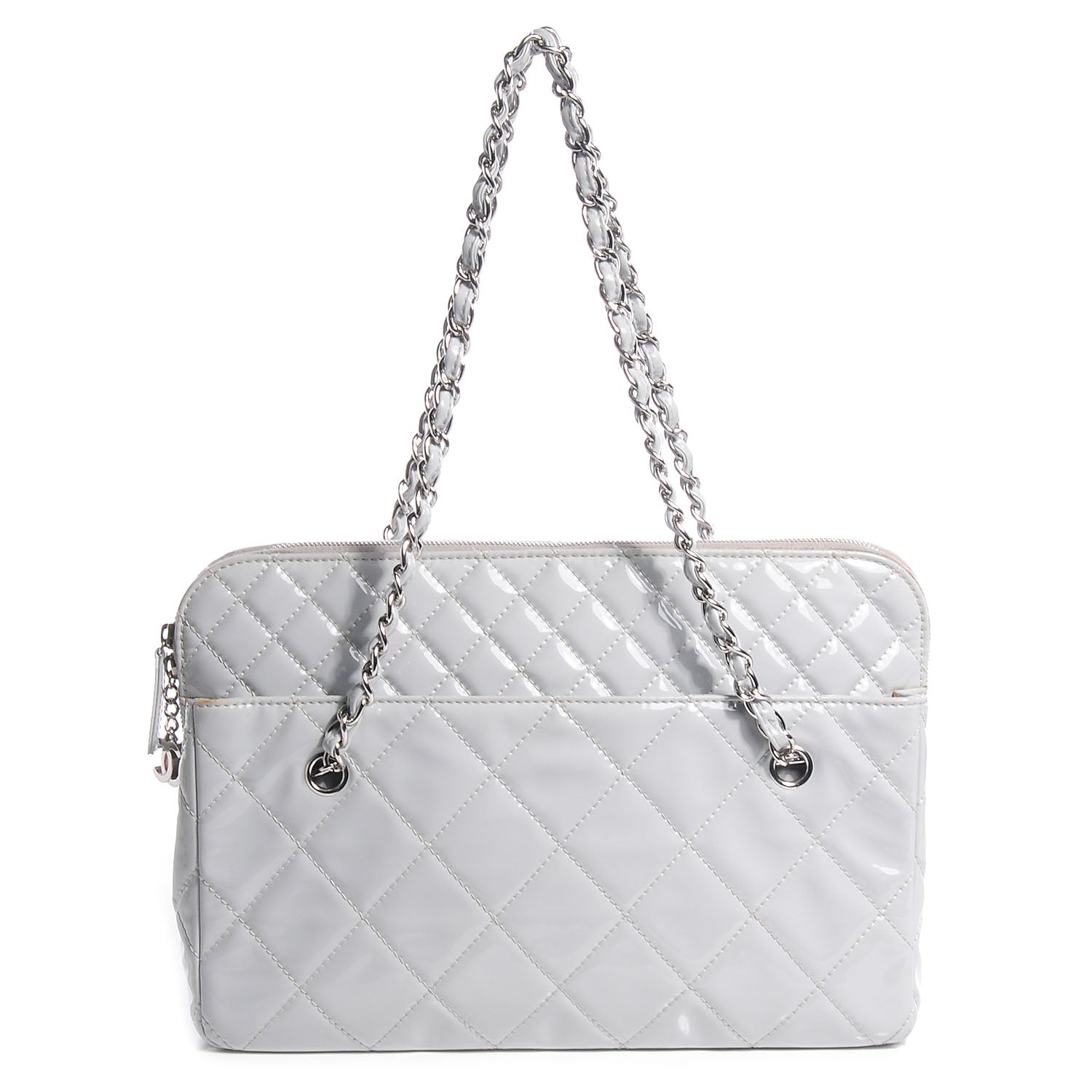 Chanel Vinyl Quilted In the Business Camera Case Light Grey 1 of 9