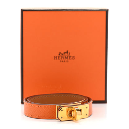 Hermes Epsom Kelly Double Tour Bracelet M Orange 7 of 7