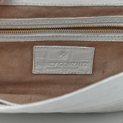 Nancy Gonzalez Crocodile Foldover Clutch White 5 of 13