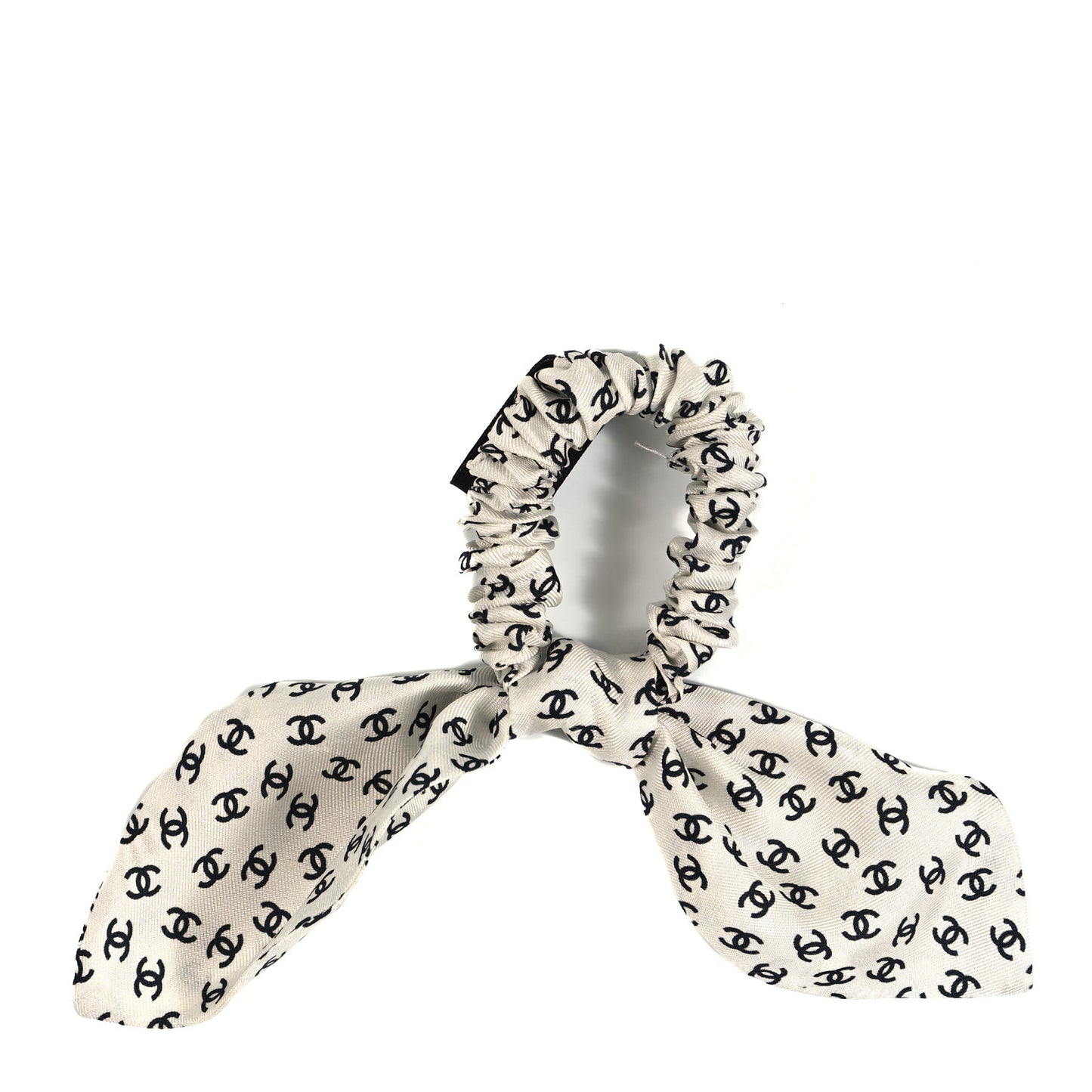Silk Twill CC Scarf Hair Tie Black White