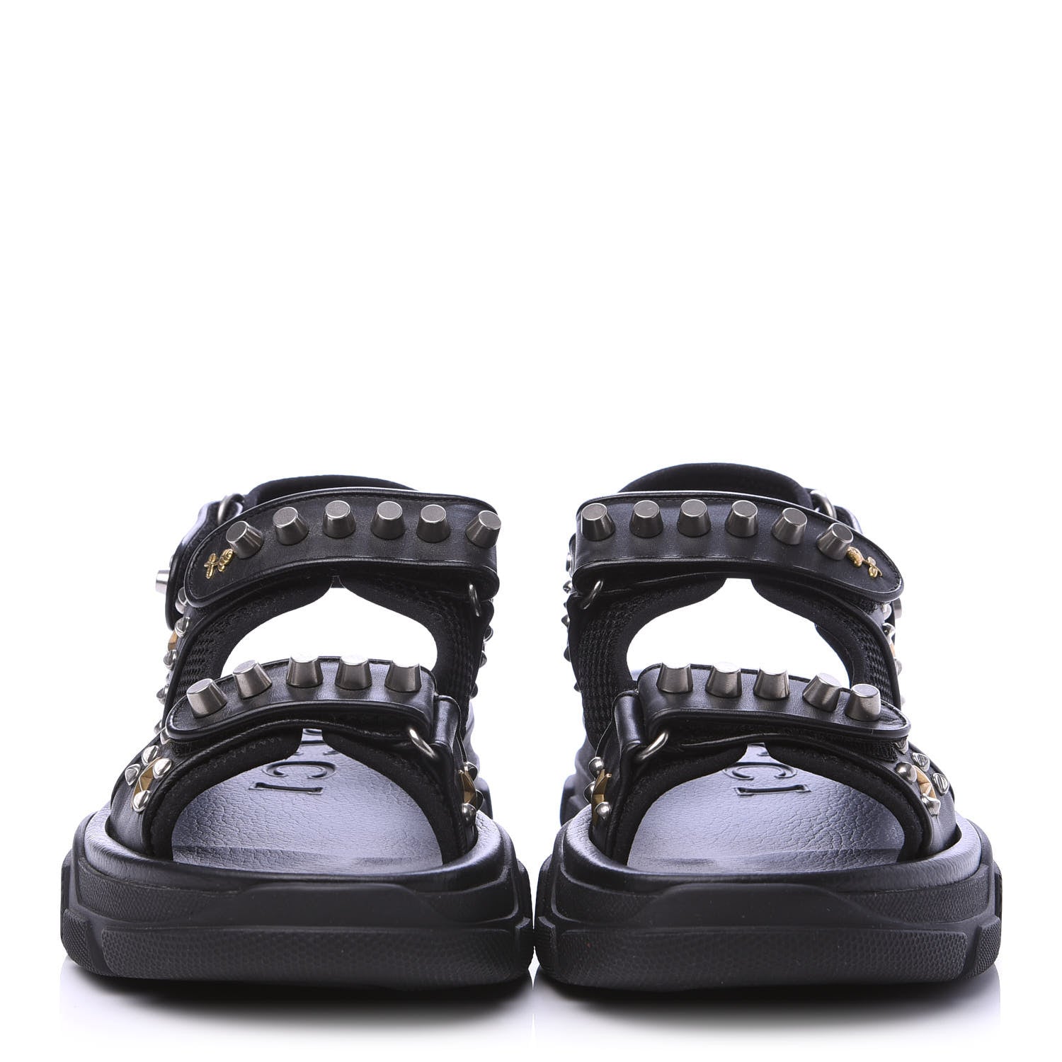 Gucci Nappa Mesh Studded Mens Aguru Sandals 6 Black 2 of 10