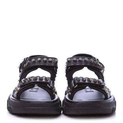 Gucci Nappa Mesh Studded Mens Aguru Sandals 6 Black 2 of 10
