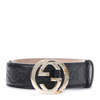 Gucci Guccissima Interlocking G 37mm Belt 75 30 Black 1 of 8