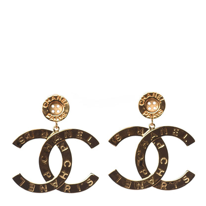 Chanel Metal Large Paris Button Earrings Gold 1 of 7