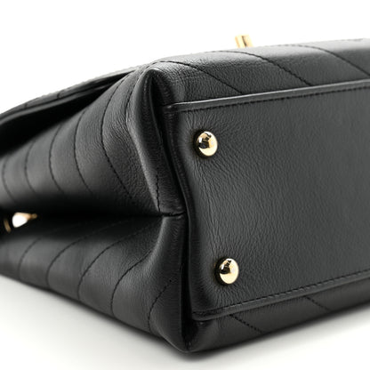 Chanel Grained Calfskin Small Chevron Chic Top Handle Flap Black 9 of 11