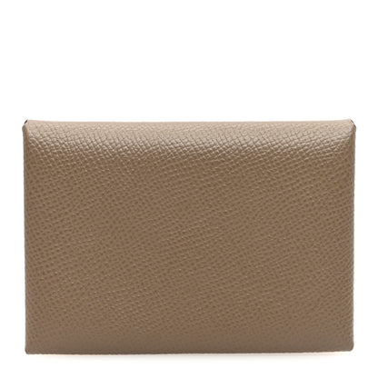 Hermes Epsom Calvi Duo Card Case Etoupe 1 of 7