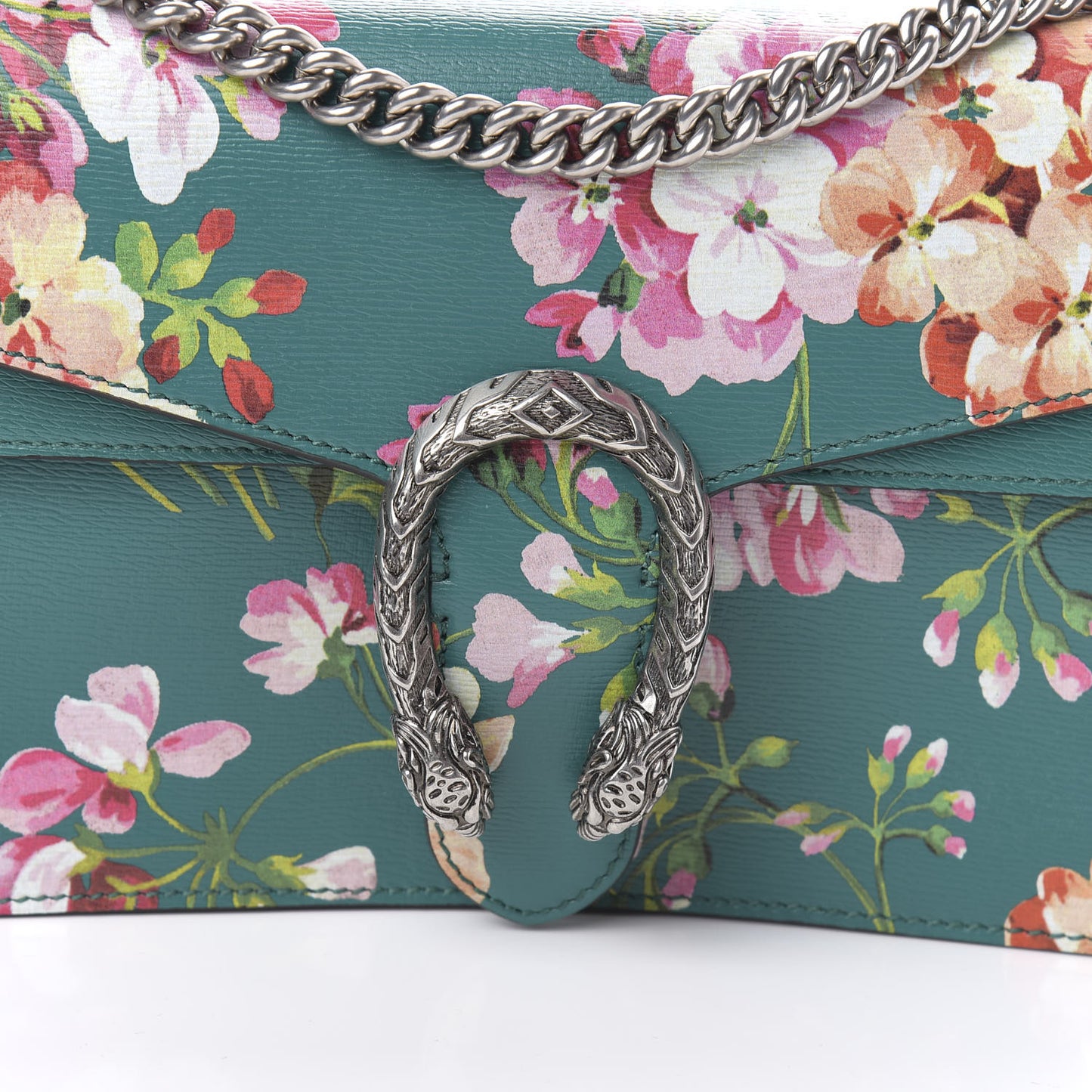 Calfskin Blooms Print Small Dionysus Shoulder Bag Bright Emerald Multicolor