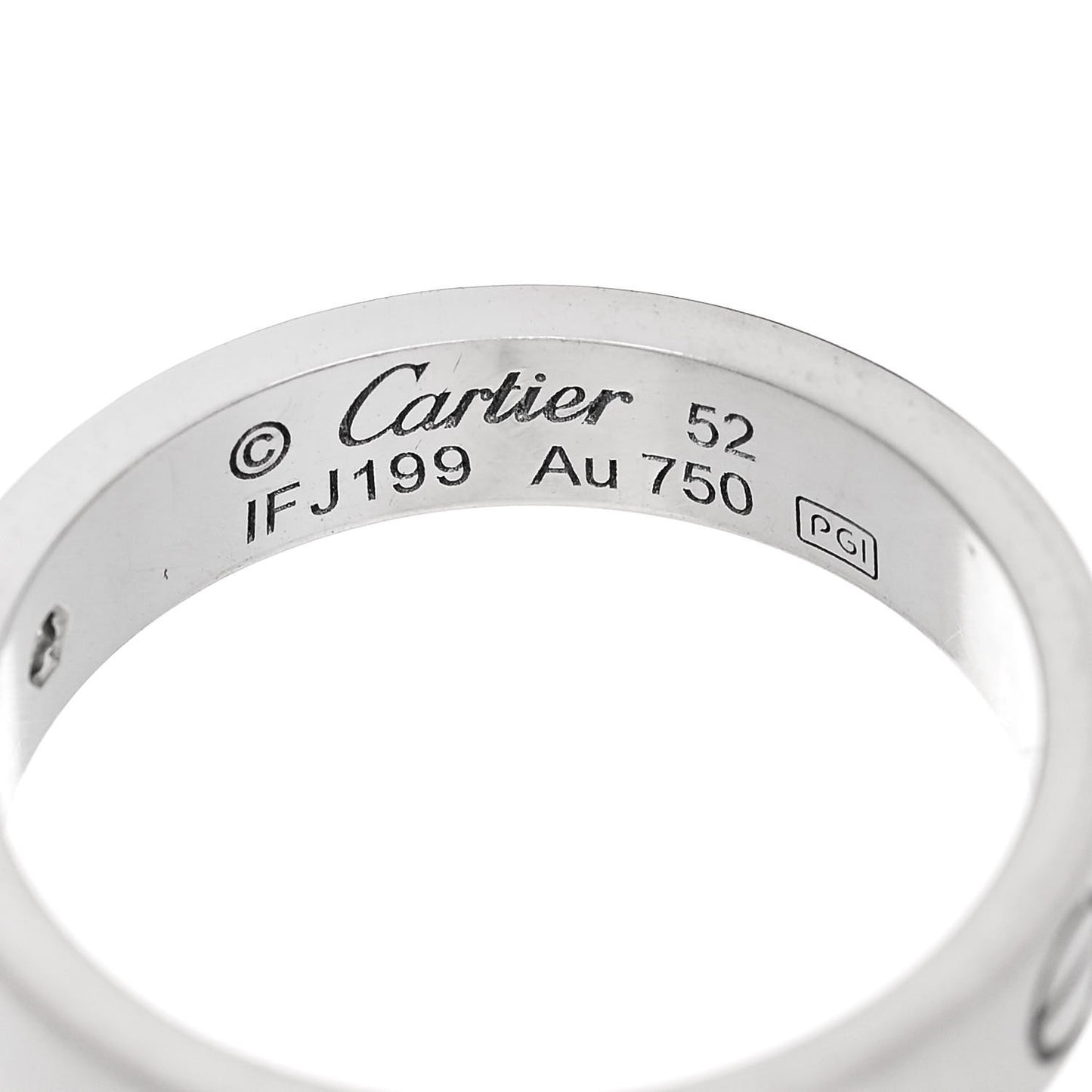 18K White Gold Diamond 4mm LOVE Wedding Band Ring 52 6