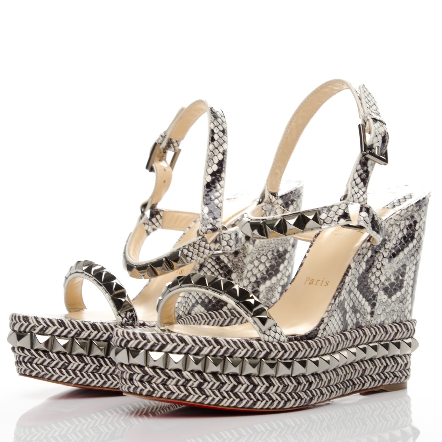Watersnake Print Cataclou 120 Wedge Sandals 40 Roccia Gun Metal