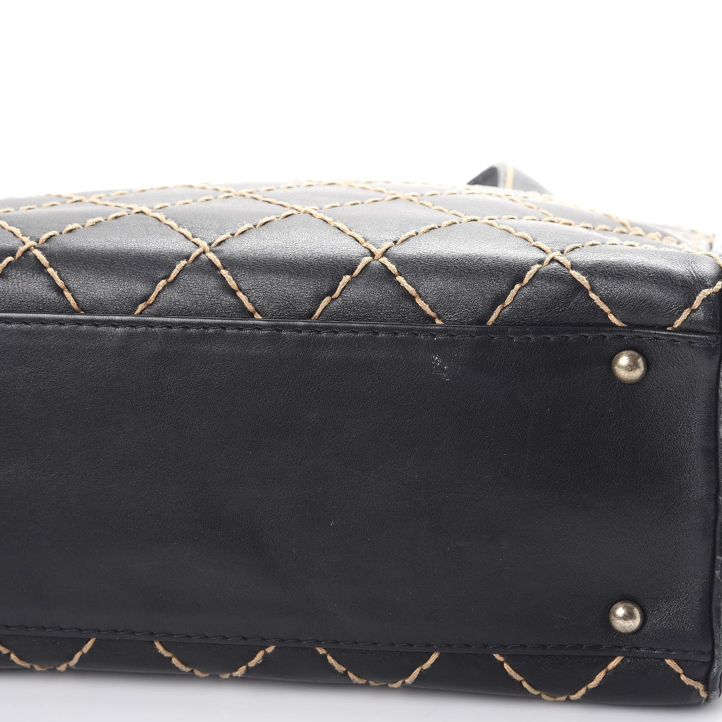 Calfskin Contrast Stitch Surpique Bowler Black