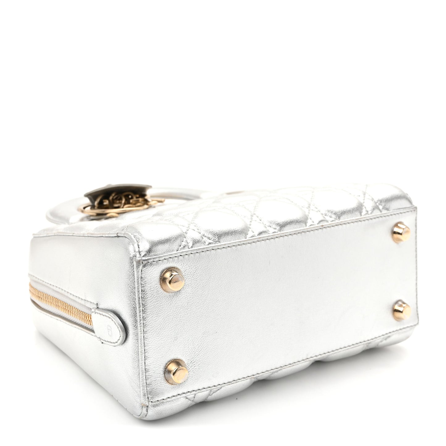 Metallic Lambskin Cannage Lily Tote Silver