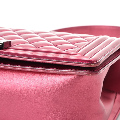 Chanel Metallic Patent Calfskin Quilted Medium Boy Flap Pink 10 of 14