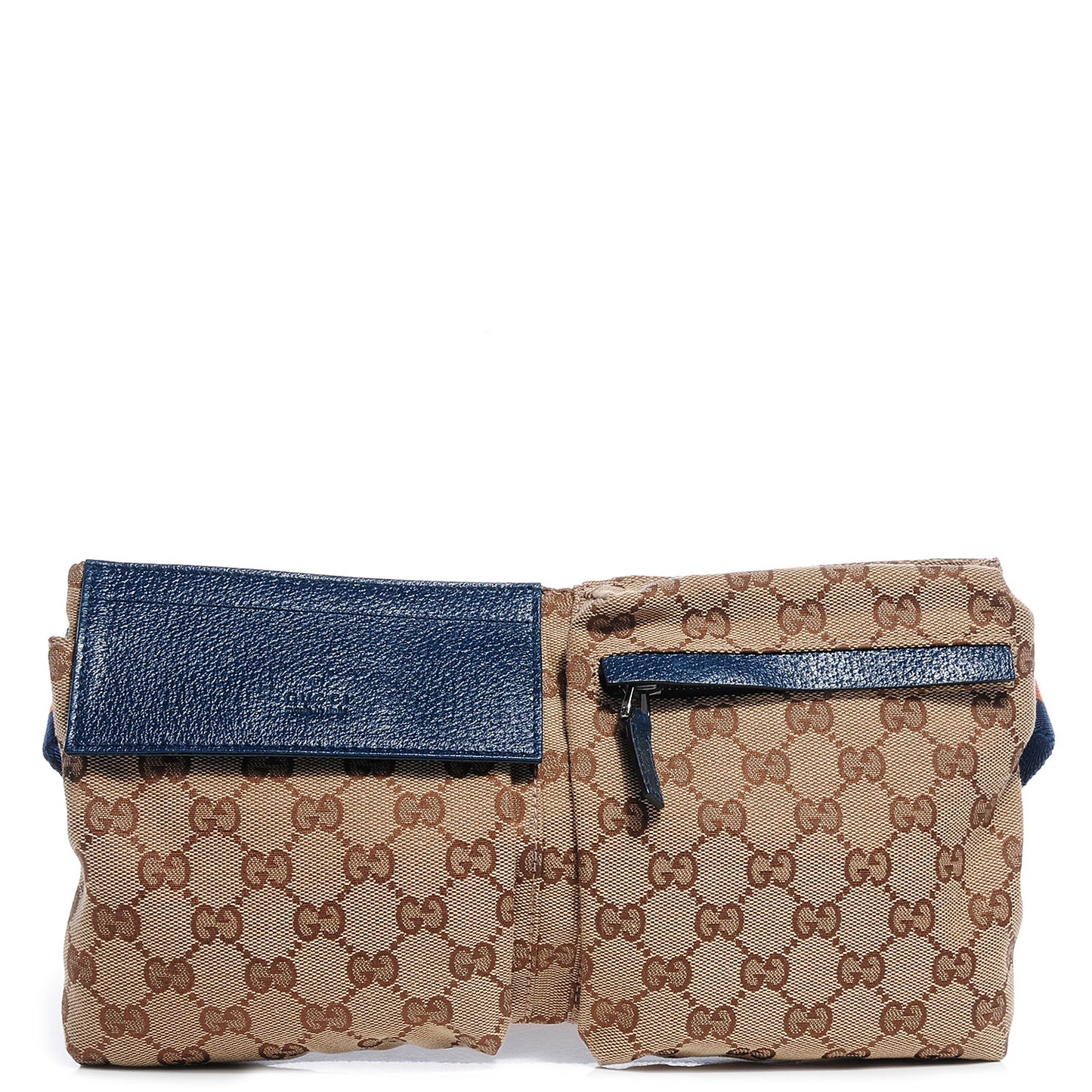 GG Monogram Web Double Pocket Belt Bag Blue