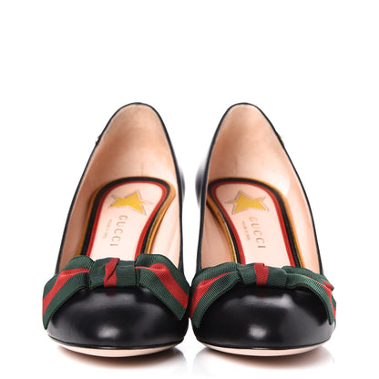 Gucci Malaga Kid Web Bow Aline Pumps 36 Black 2 of 9