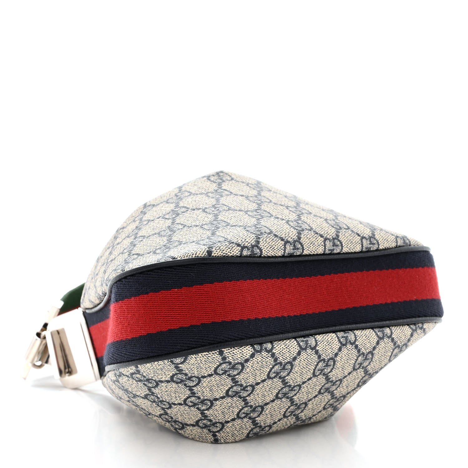 Gucci GG Supreme Monogram Textured Calfskin Web Small Attache Shoulder Bag Beige Blue 4 of 12
