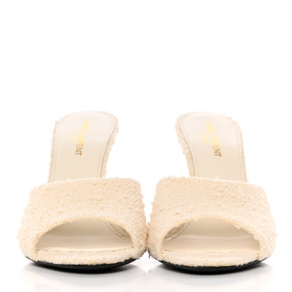 Saint Laurent Boucle Tweed La 16 Mule Sandals 38 White 2 of 12