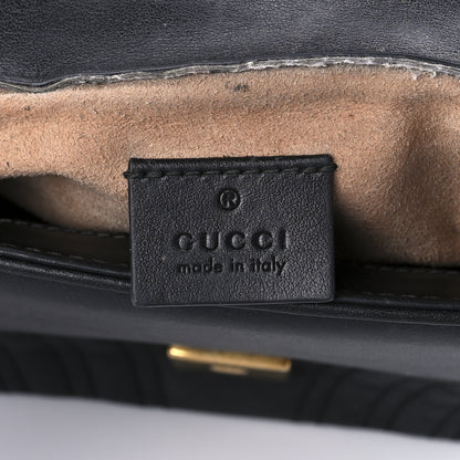 Gucci Calfskin Matelasse Mini GG Marmont Top Handle Shoulder Bag Black 6 of 12