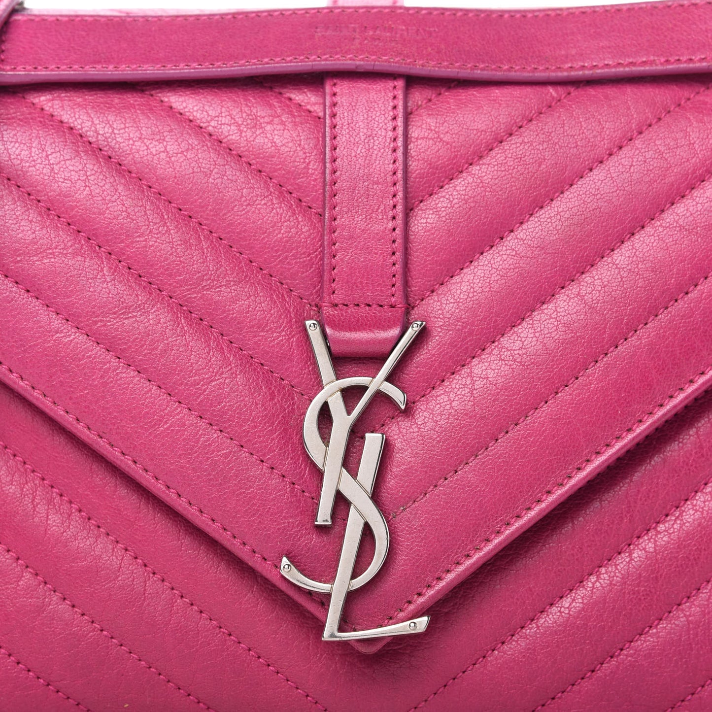 Sheepskin Matelasse Chevron Medium Monogram Chain Bag Electric Pink