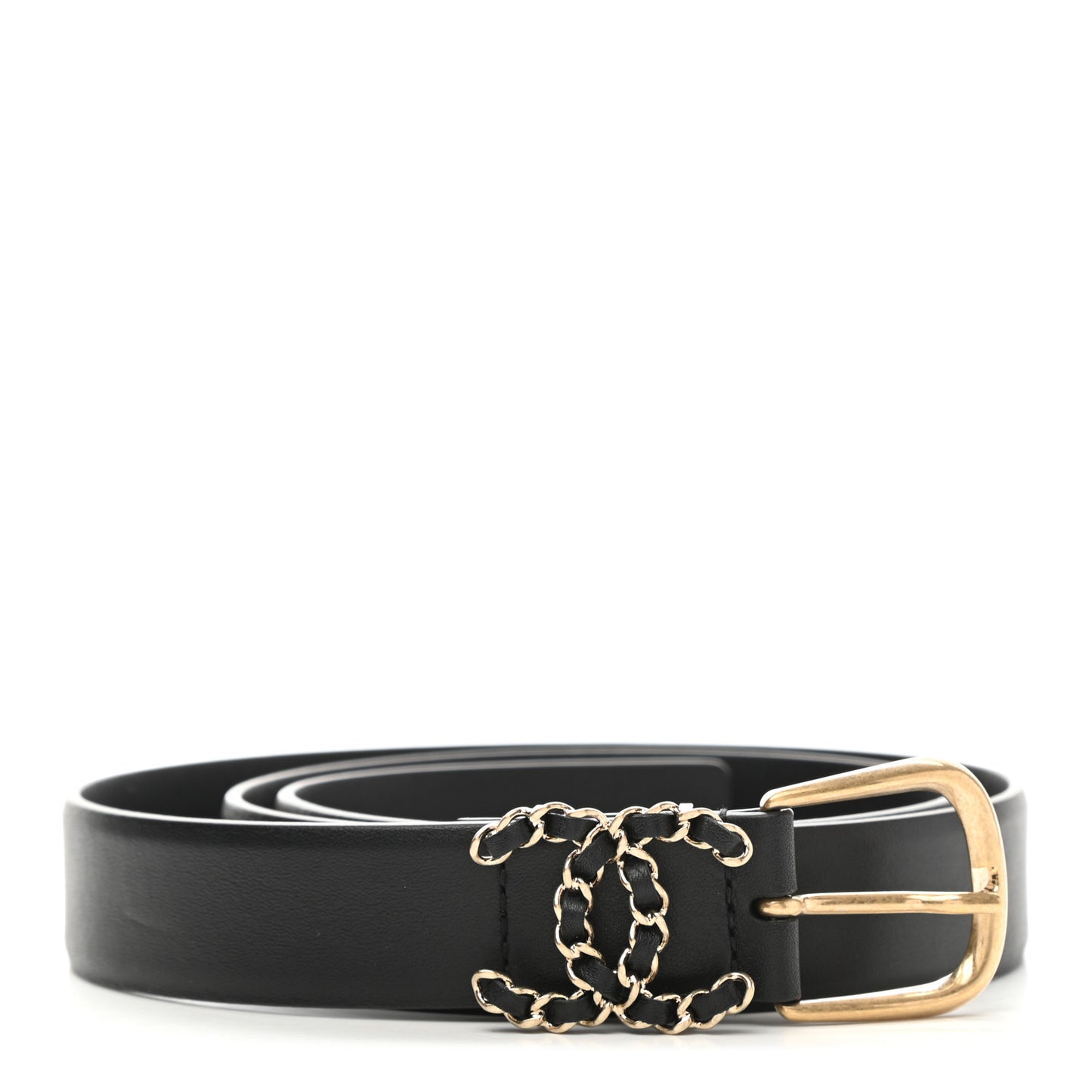 Calfskin CC Chain Belt 85 34 Black
