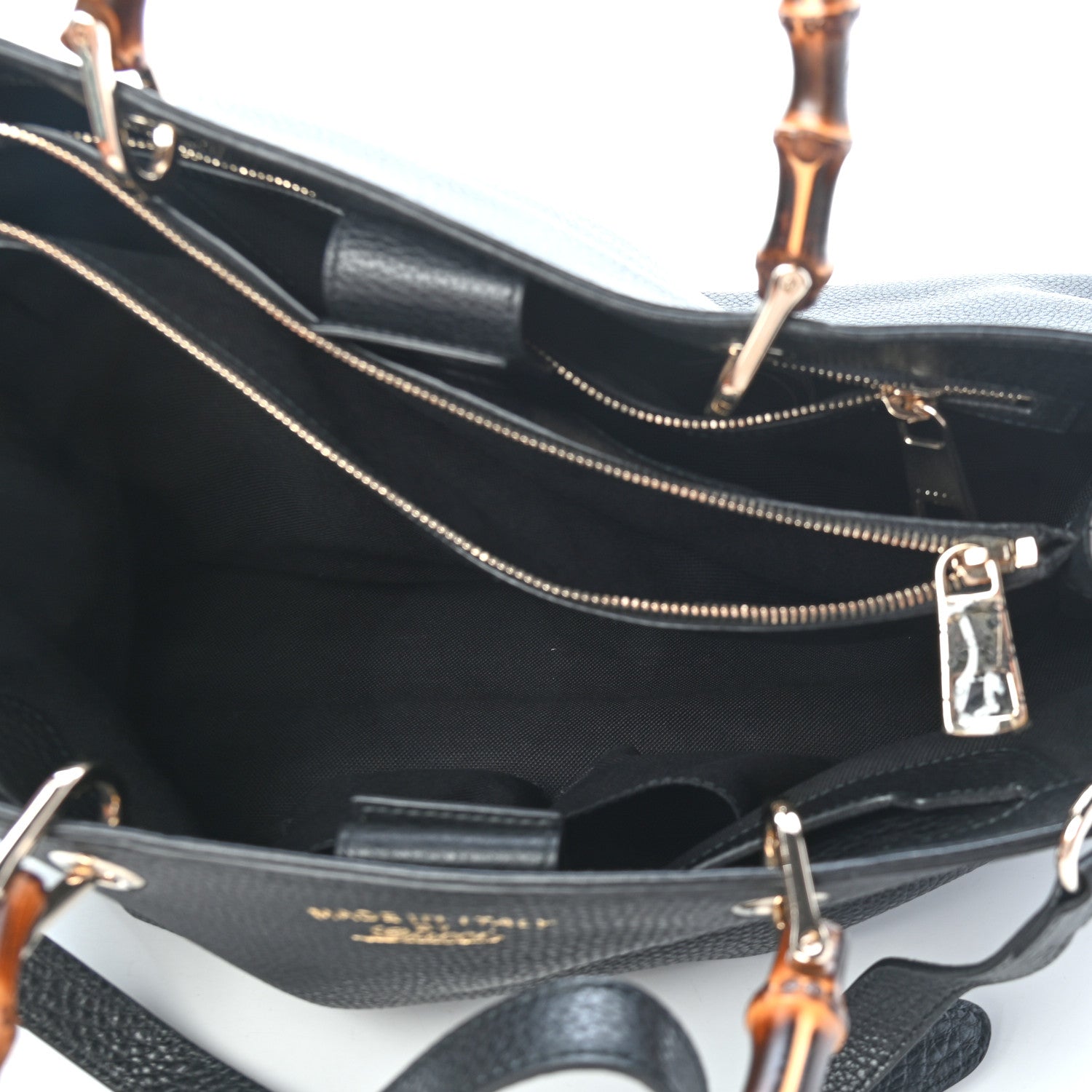 Gucci Calfskin Large Bamboo Shopper Tote Black 4 of 10